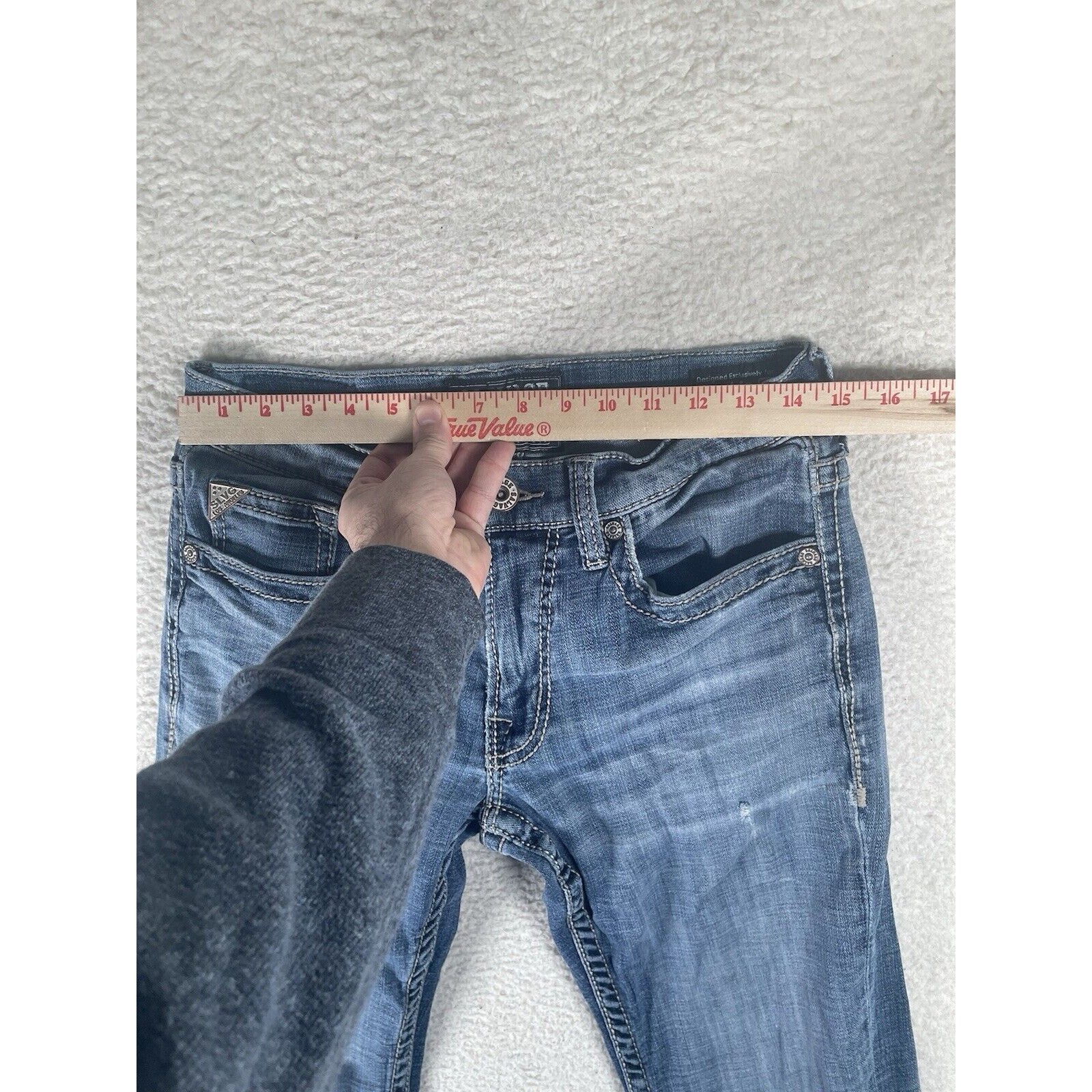 Salvage Buckle Mayhem Jeans Mens 29R 30×30 Blue Denim Distressed Boot Cut Y2K