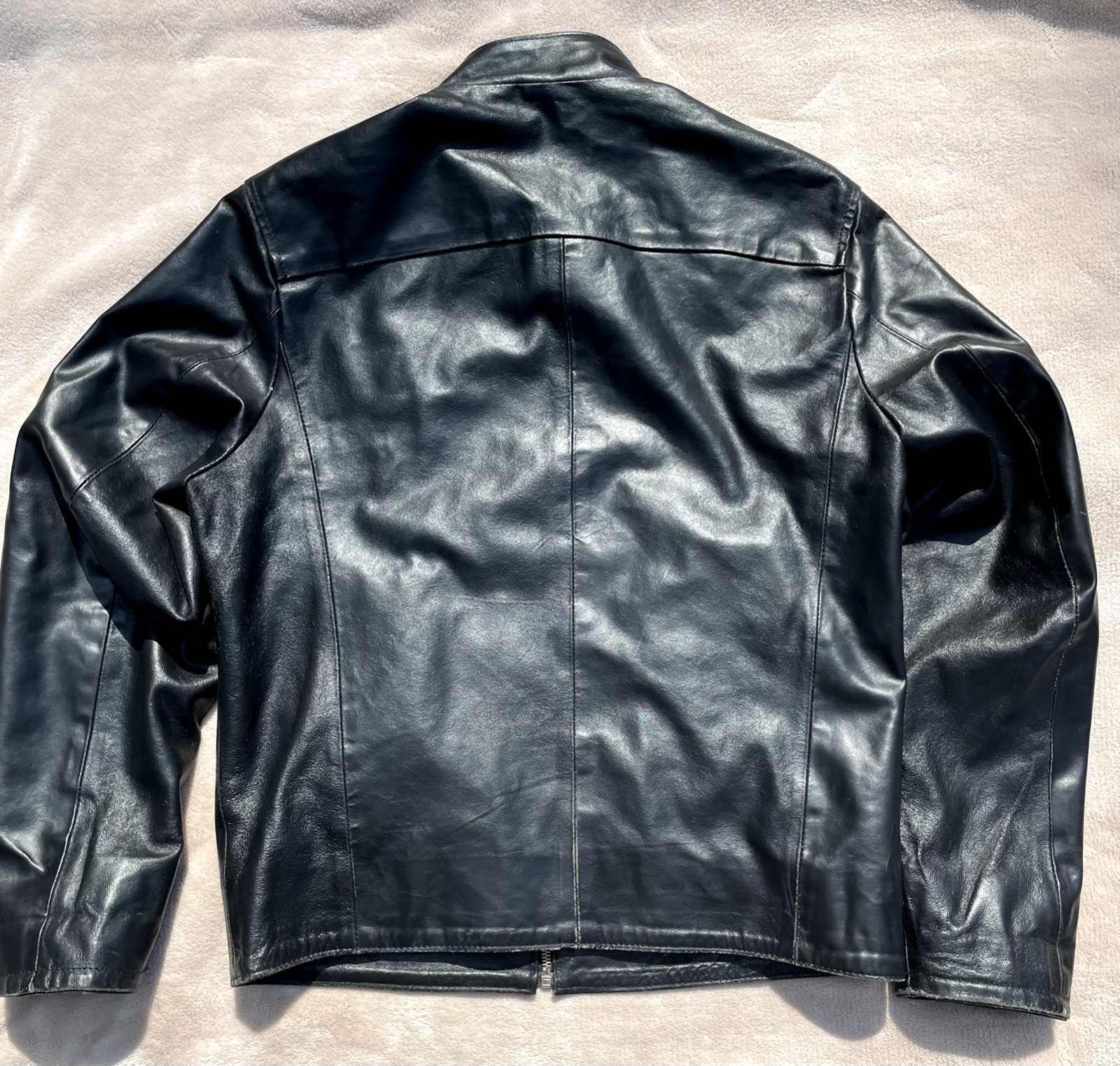 Vintage Vera Pelle Gardini Men’s Black Leather Jacket Zip Made In Italy size XS