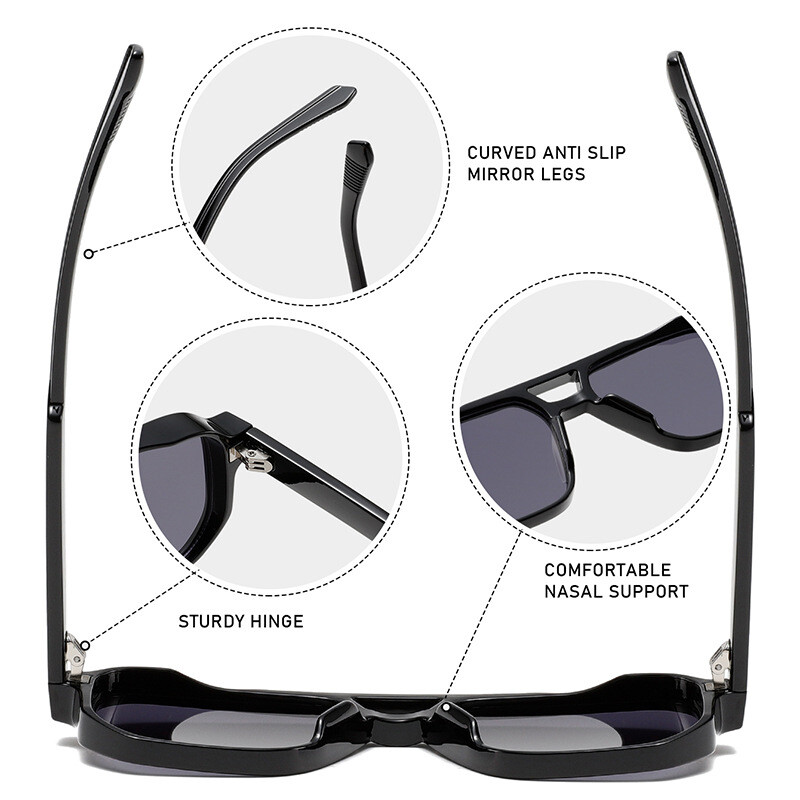 Classic Square Double Bridge Pilot Sunglasses Men Retro Outdoor Shade Glasses