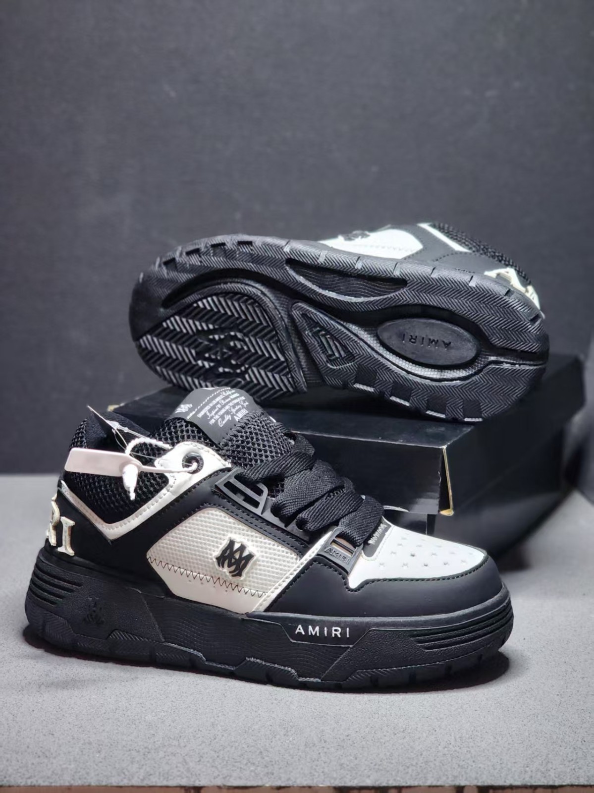Amiri MA-1 Black White Mesh Panel Skate Sneaker Chunky Platform Rubber Sole 10