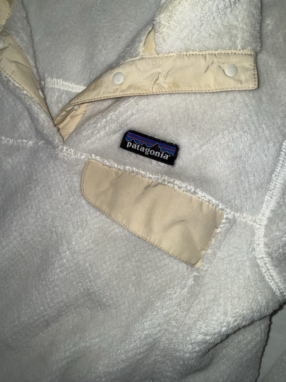 Patagonia Womens Re-Tool Snap-T Fleece Pullover Cream Off White Size Medium M