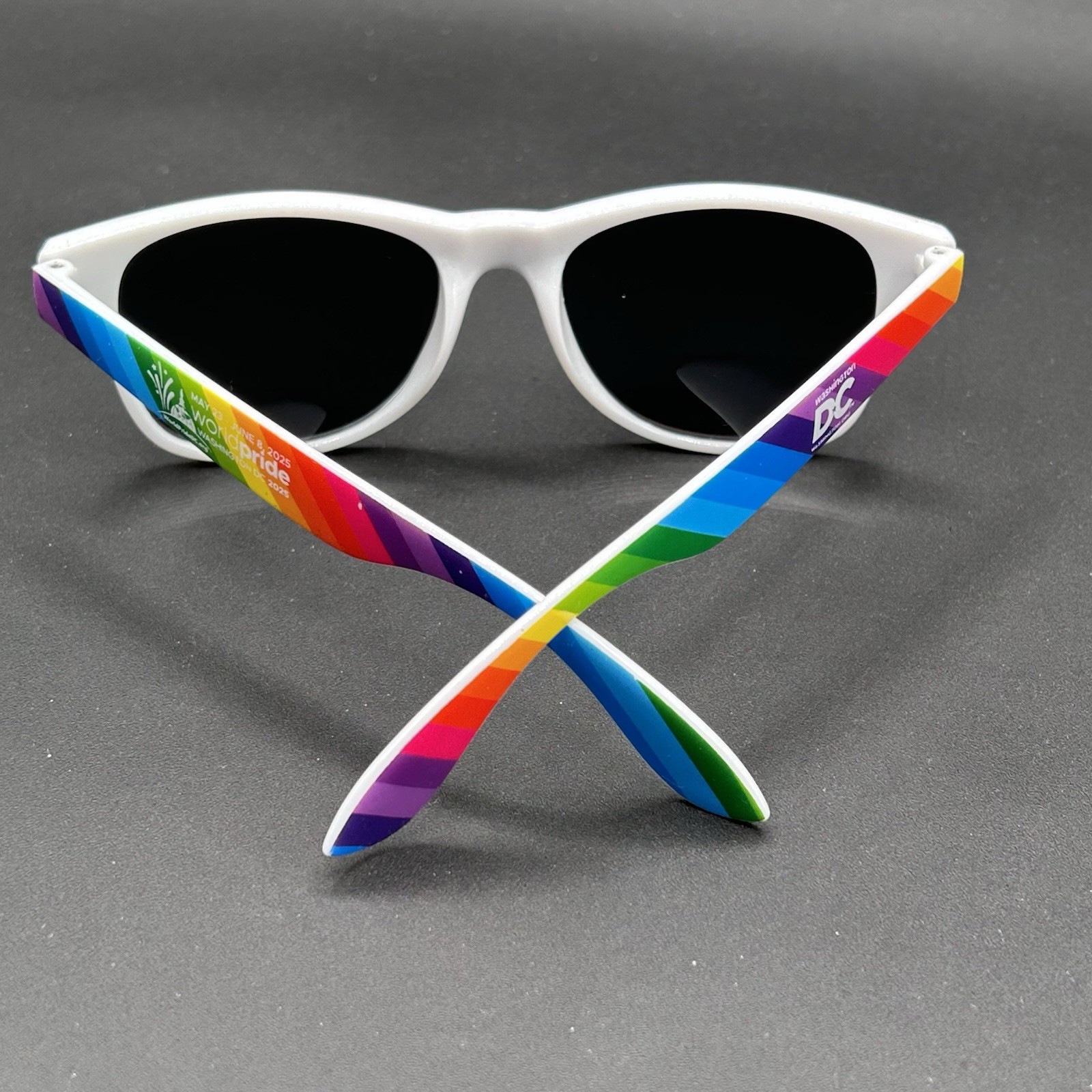 Washington DC World Pride Sunglasses White & ROYGBIV May 23 – June 8 2025 EUC