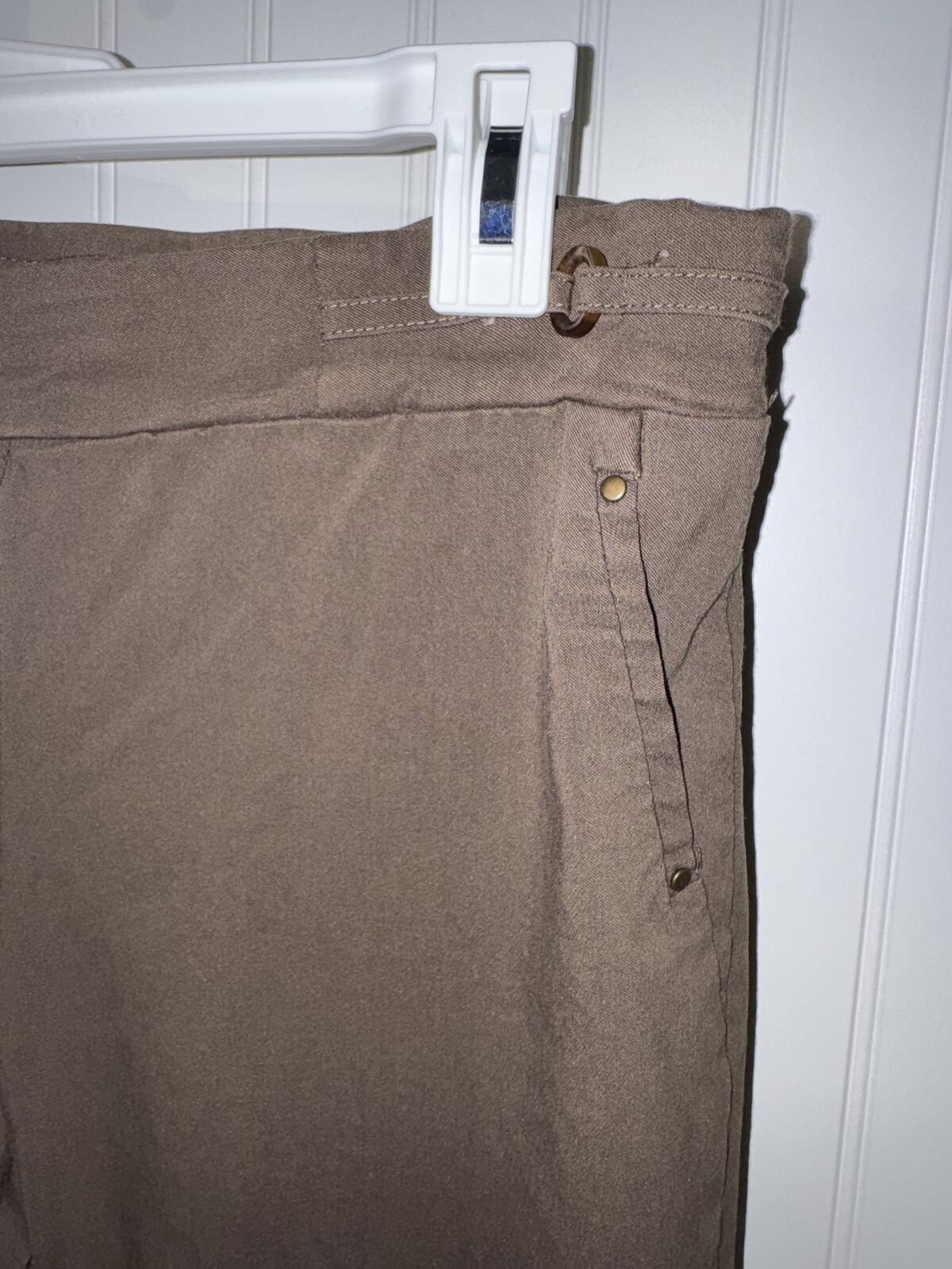 89th + Madison Brown Stretch Pull On Straight Leg Casual Pants Side Tab Large