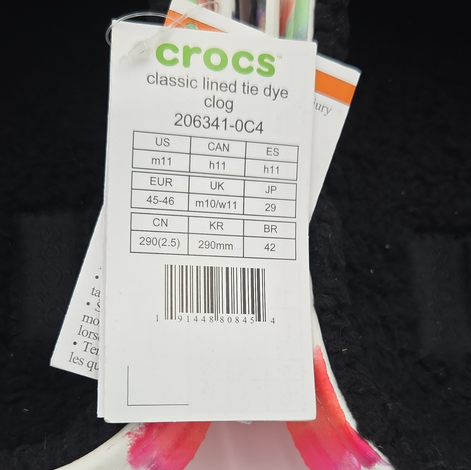Crocs Classic Lined Colorful Tie Dye Clogs size m 11 NEW 206341-0C4