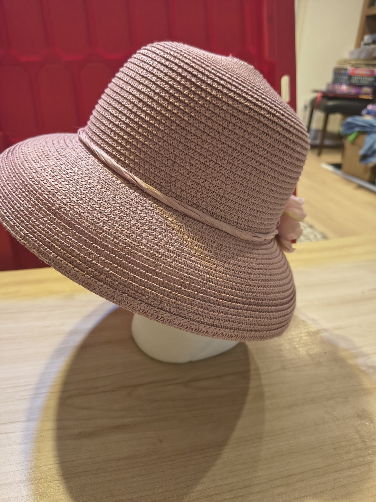 Women’s Hat Pink With Floral Embellishments See Pictures
