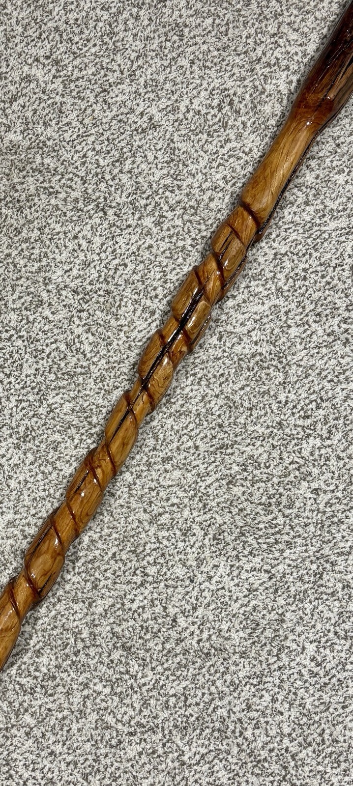 59” Hiking Staff Walking Stick W/stand Hand Carved Juniper From Gulf Coast River