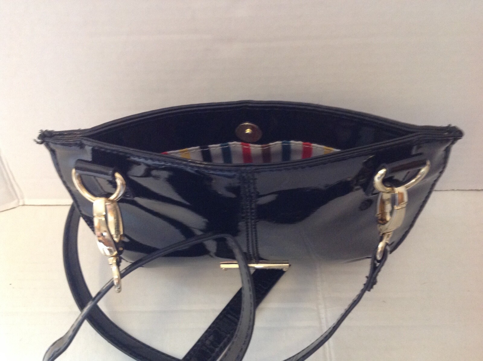 Steve Madden PU Synthetic Leather Crossbody Bag Shoulder Purse Shinny Black