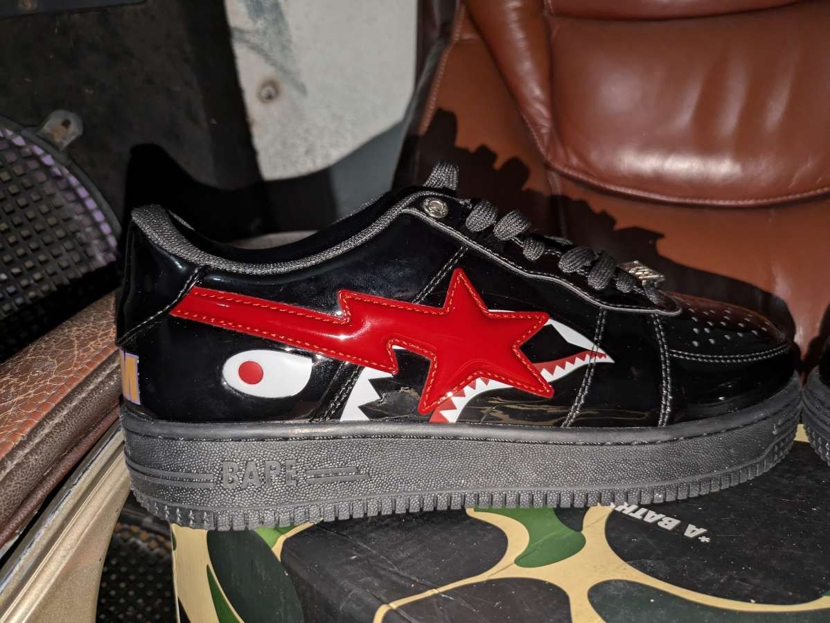 A Bathing Ape Bapesta Low M2 Shark Face Black