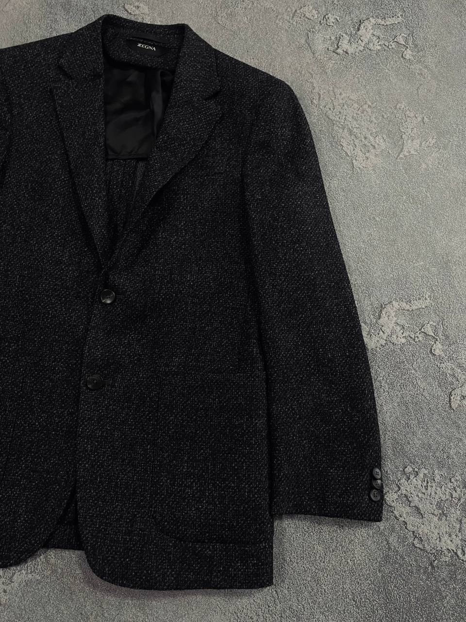 Ermenegildo Zegna Soft Drop 8 Black Textured Wool Blend Blazer Jacket Size 46R