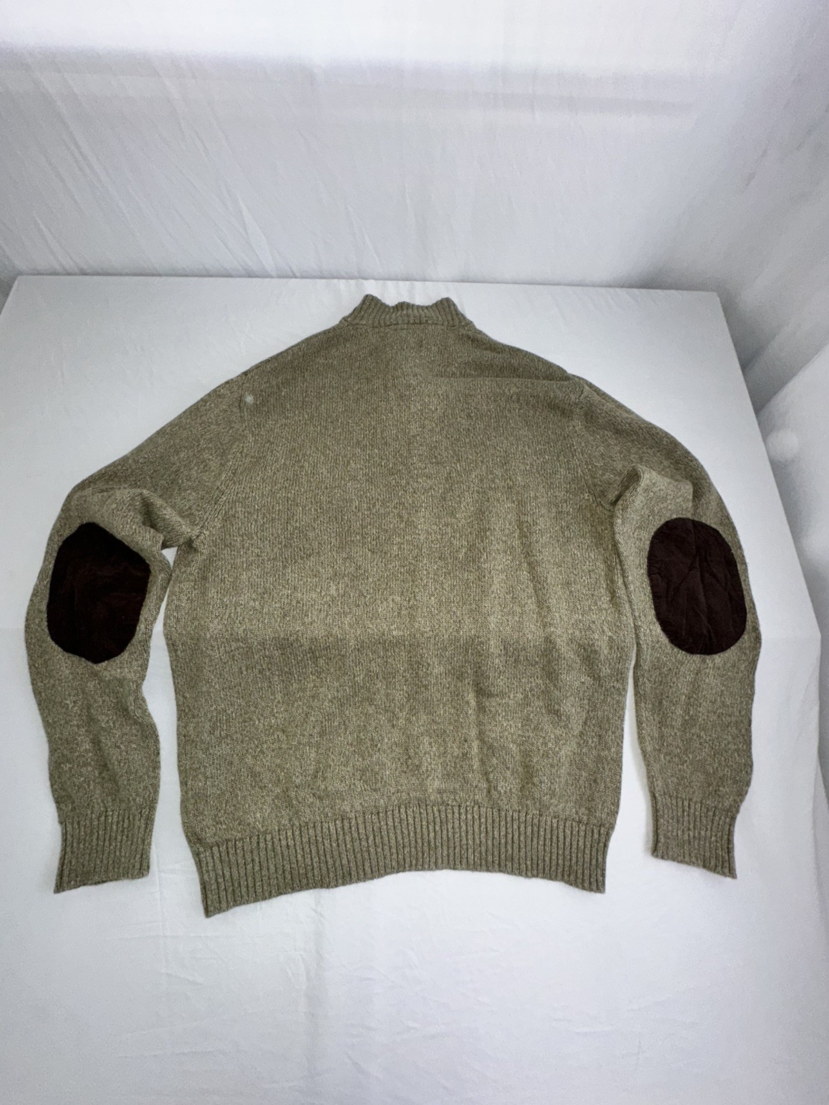 CHAPS Mens Lg Cardigan Sweater Cotton 3 Buttons Henley Elbow Pads Preppy Classic