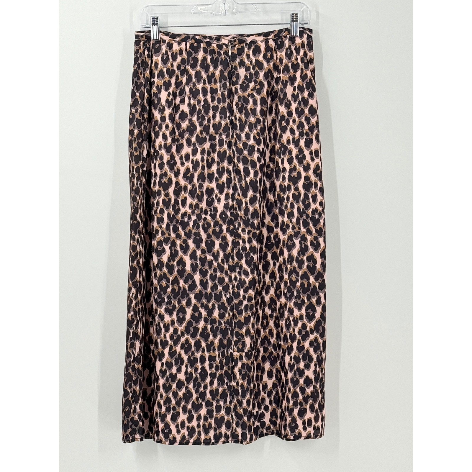 PAIGE Delfina Leopard Print Midi Slip Skirt Womens Sz 10 chic office feminine