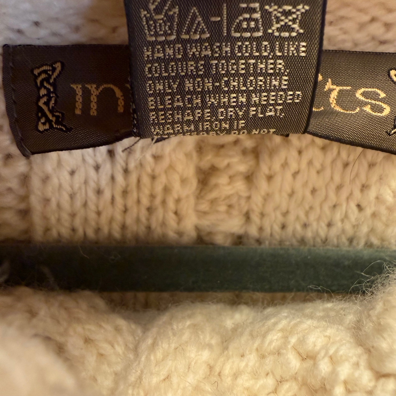 Inis Crafts Ireland Merino Wool Fisherman Cable Knit Cowl Neck Sweater Cream M L