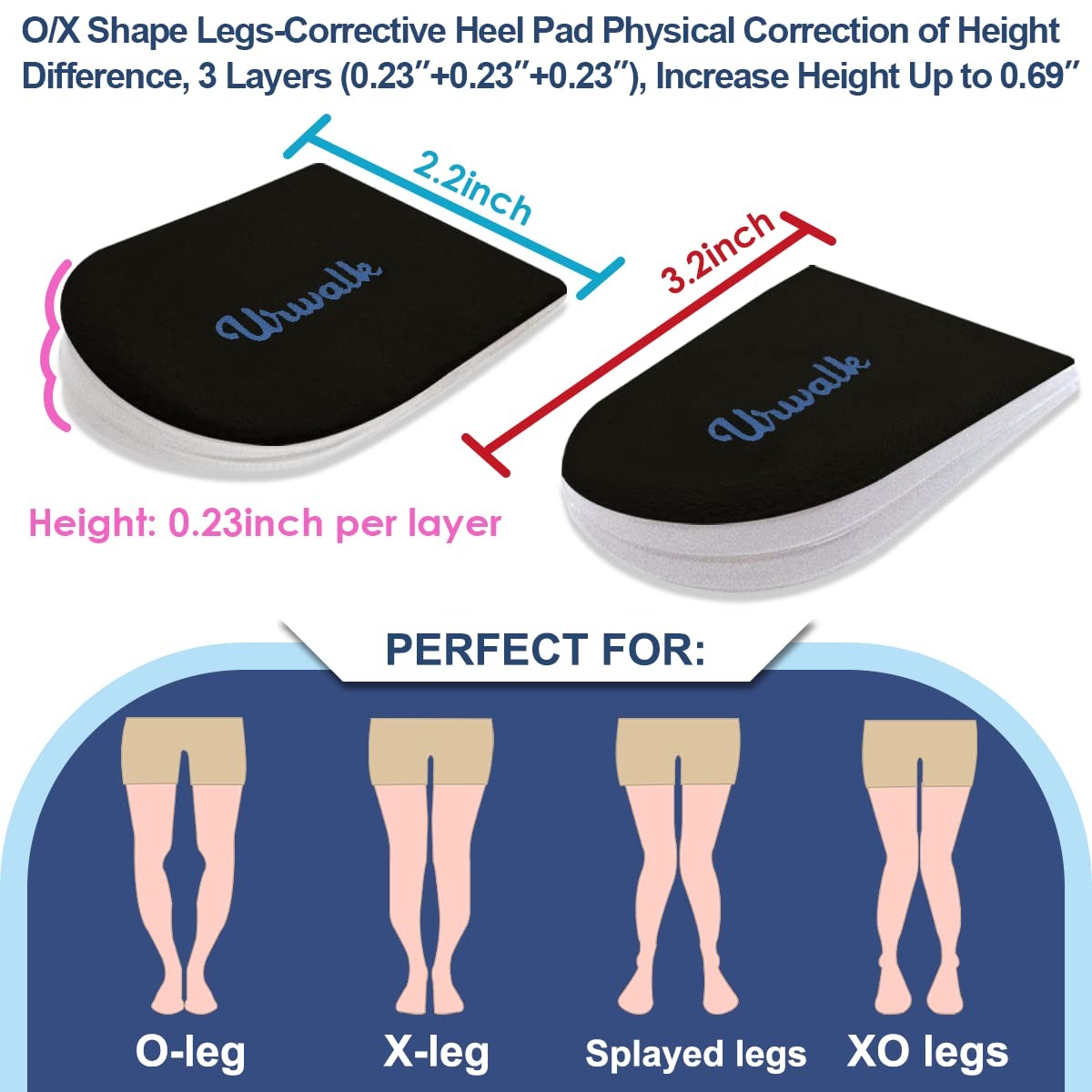 Urwalk 3 Layers Adjustable Supination & Over-Pronation Small, Black – 2 Pairs