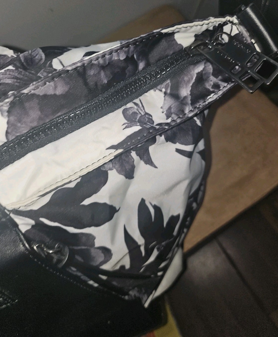 Lululemon Carry Me Om Tote Black White Floral Gym Bag **No Strap** Large -Rare