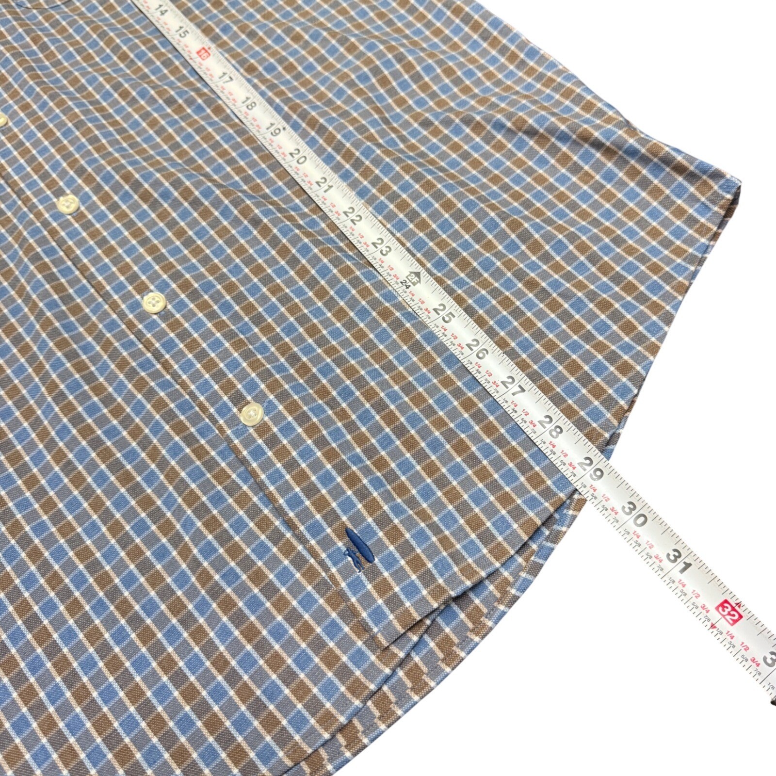 Johnnie-O Newland Prep-Formance Shirt Mens Medium Laguna Blue Check Golf