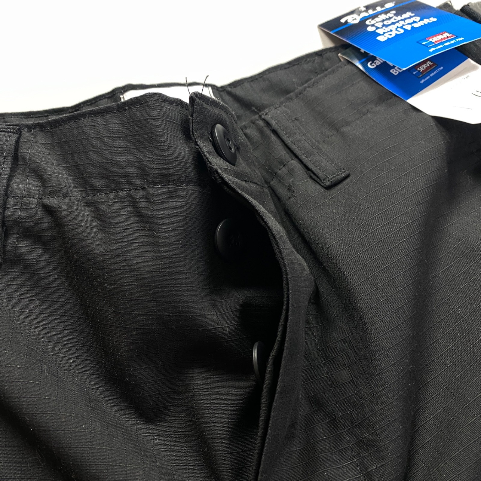GALLS Mens Medium x 32″ 6 Pocket Ripstop BDU Pants Black Poly Cotton Tactical