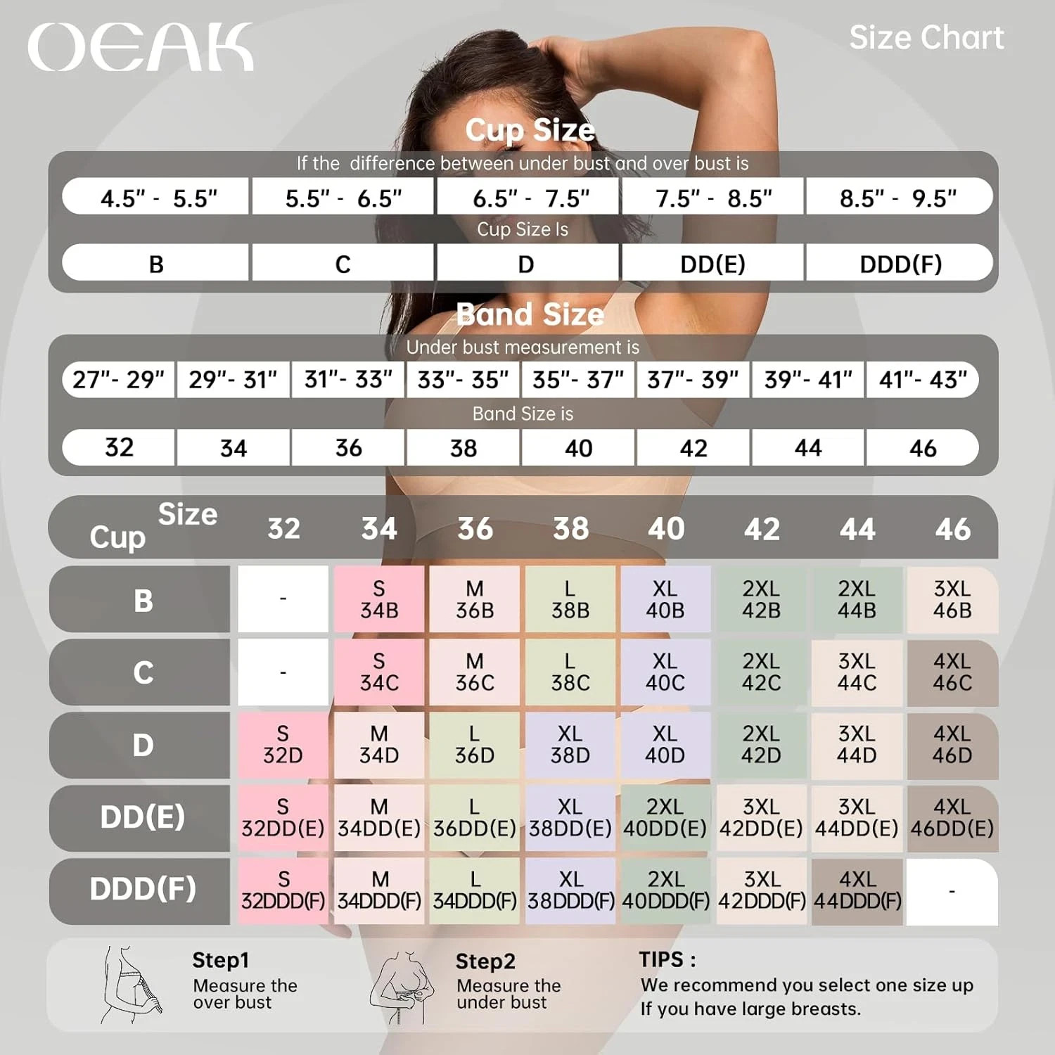 OEAK Women’s Wireless Jelly Bra, Medium, (10)