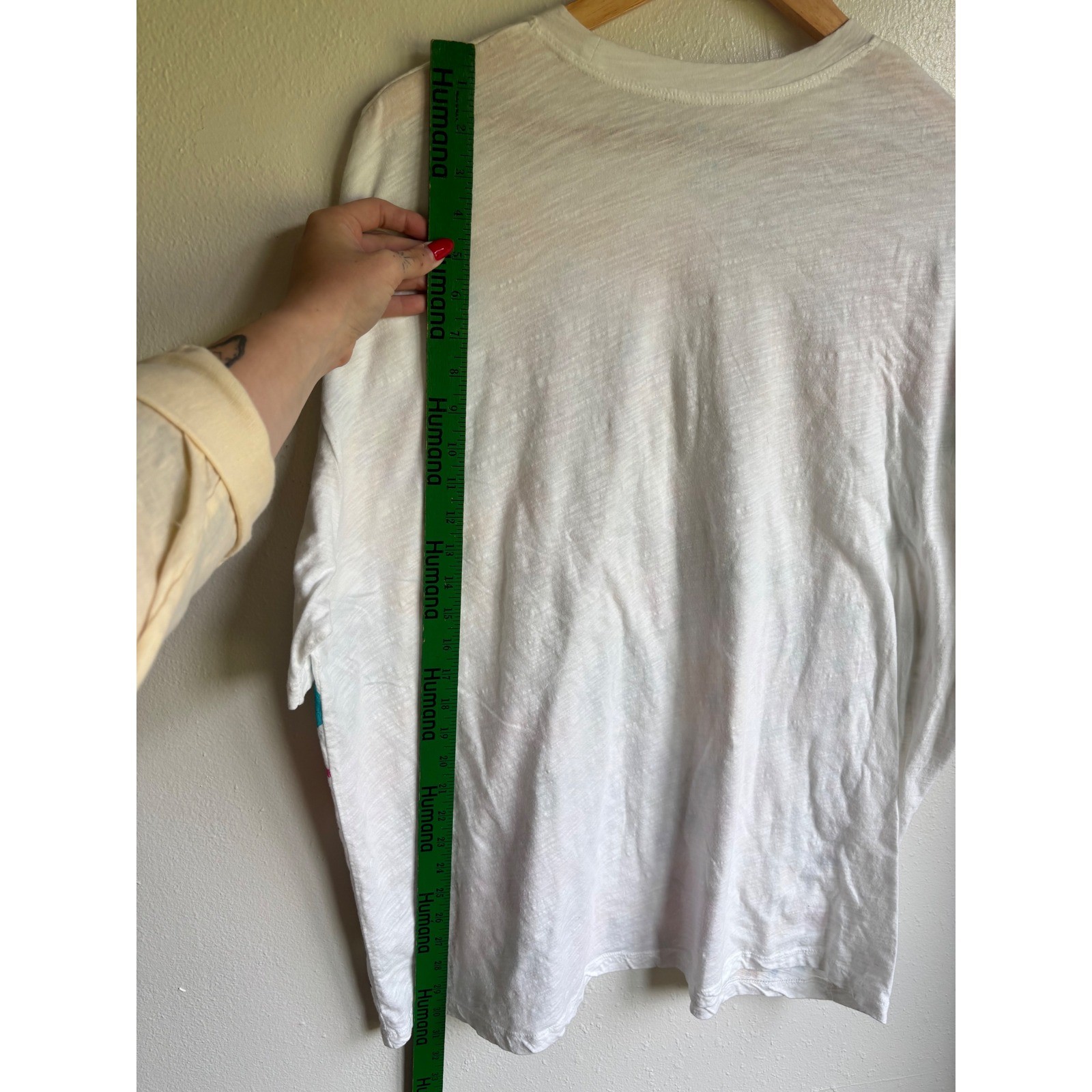 Natural Life Floral Graphic Tee Oversized White Slub Cotton Boho Shirt One Size