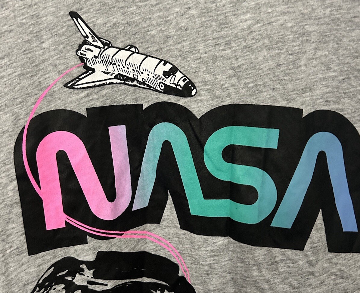 NASA Men’s XL Space Shuttle with Astronaut on Space Walk T Shirt Neon Colors