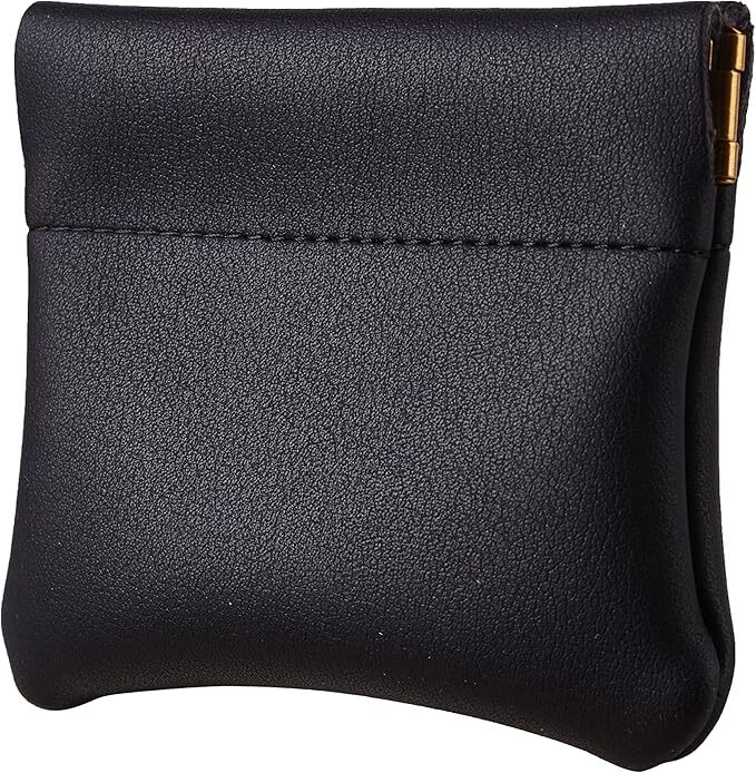 Leather Squeeze Coin Purse Pouch Change Holder For Men & Women – Balck [NEW]