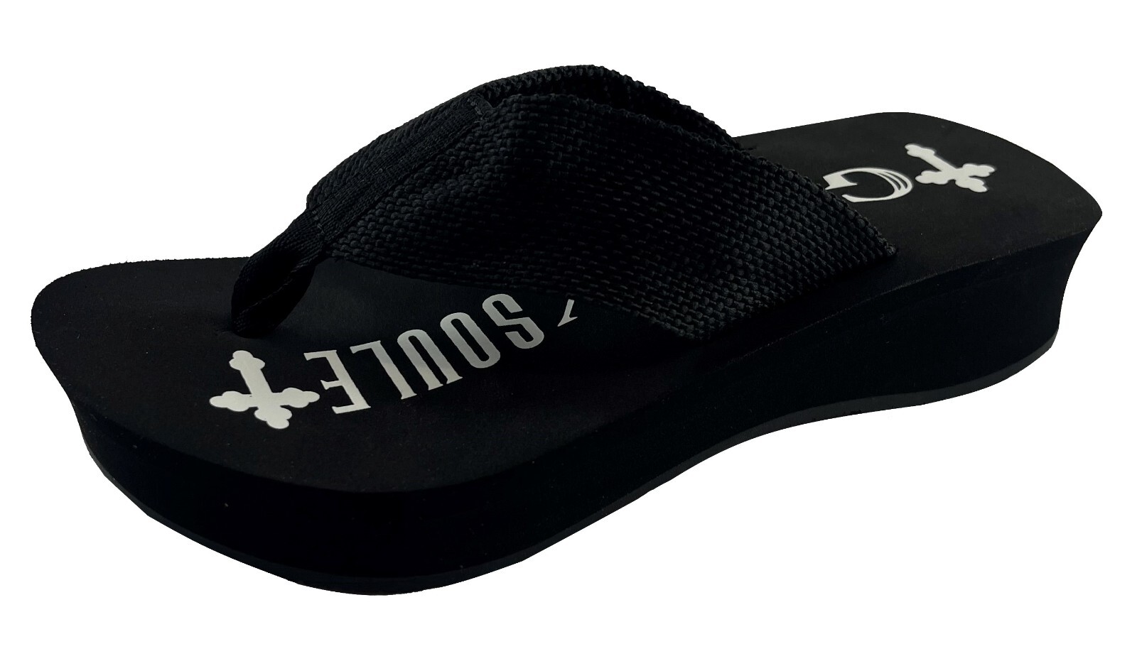 Gypsy Soule Platform Wedge Flip Flops, 2in Comfort Heel Thong Sandals, Black New