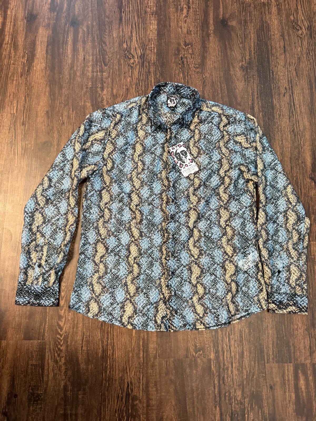 Twisted Tailor Blue Sheer Lace Shirt Men’s Large Gothic Age Of Now 3155 Stone