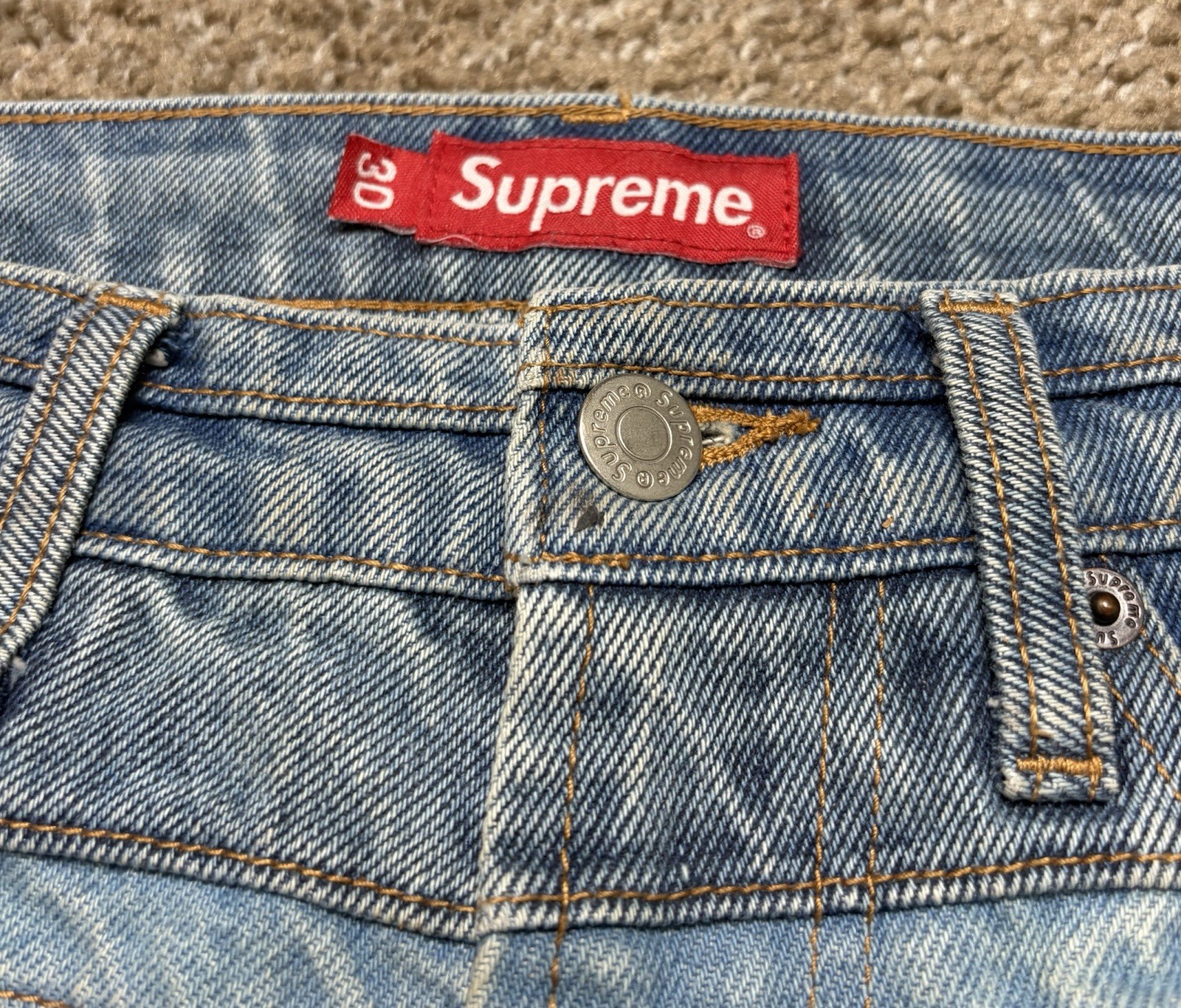 Supreme Layered Light Indigo Denim Jeans Size 30 F/W 22’ Size 30 Excellent Cond.