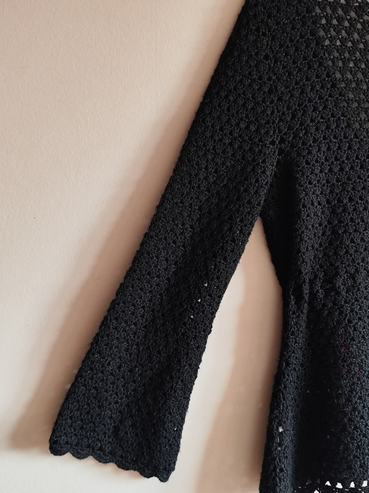 Morgan Tricot Coquette Crochet Y2K Top Vintage With Flower Black M