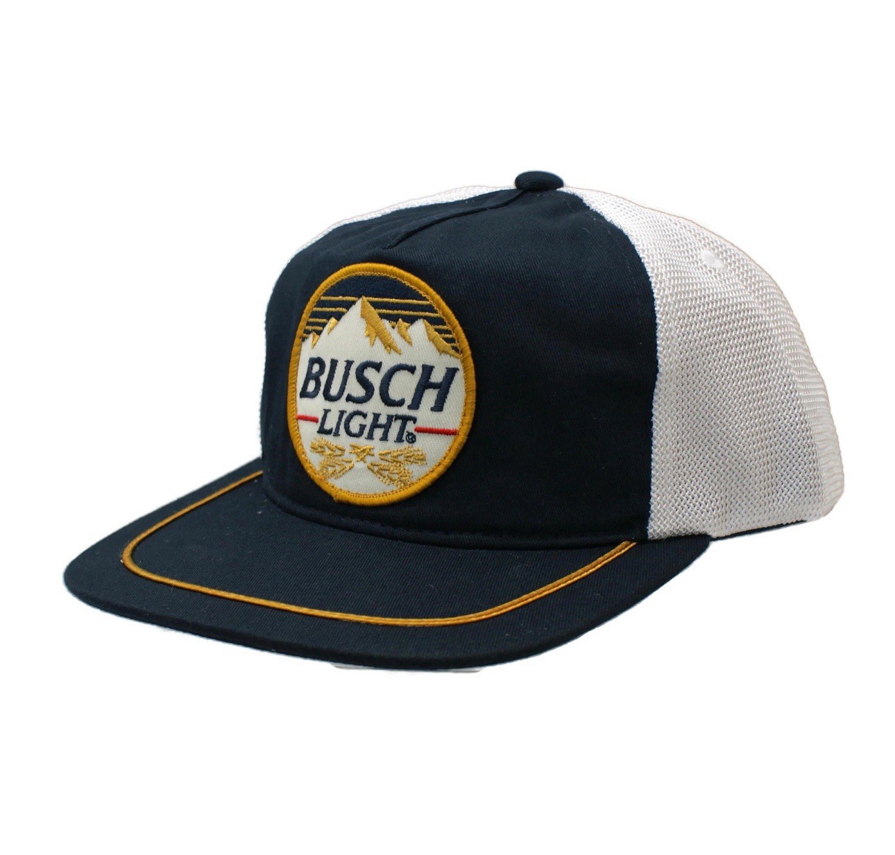 Busch Light Embroidered Twill Patch Flat Bill Cap Washed Cotton Twill Hat