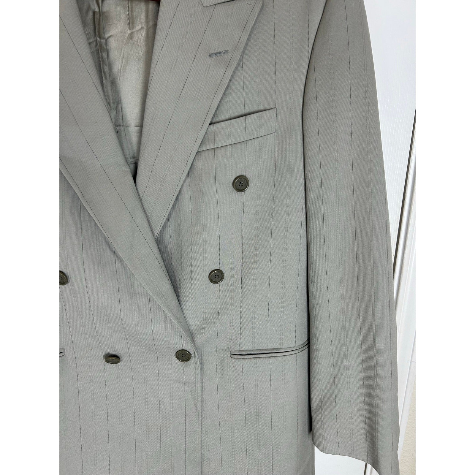 Toscanini Collezione Oro Double-Breasted Pinstripe Blazer Made Italy 52IT 42US