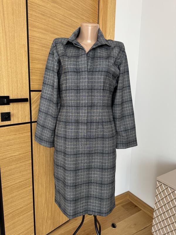 Weekend Max Mara Virgin Wool Plaid Dress Grey Size XS IT 36 US 2 QUIET Luxury