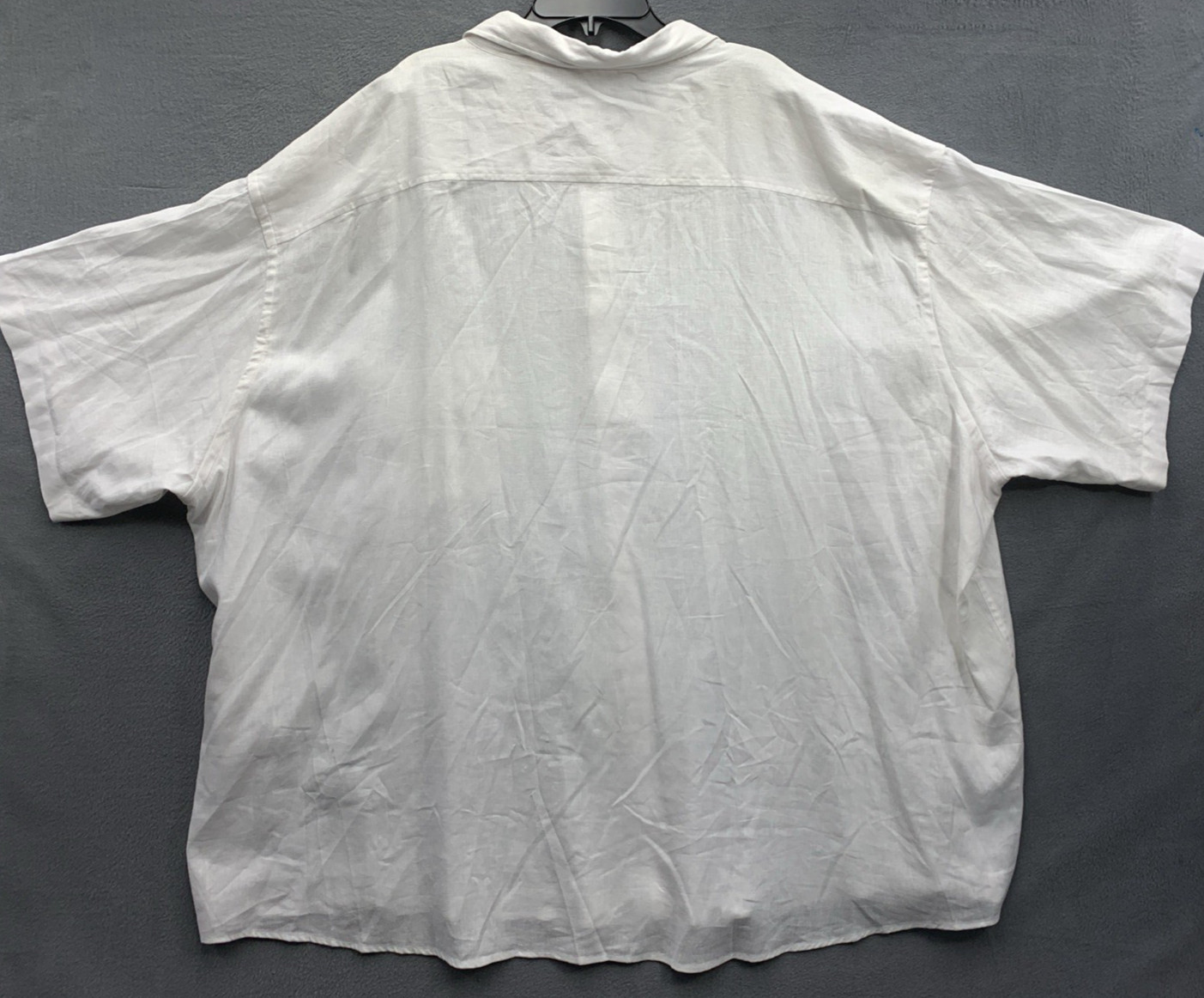 Joseph Abboud Men Button Up Shirt Linen Rayon Blend Short Sleeve All White Party