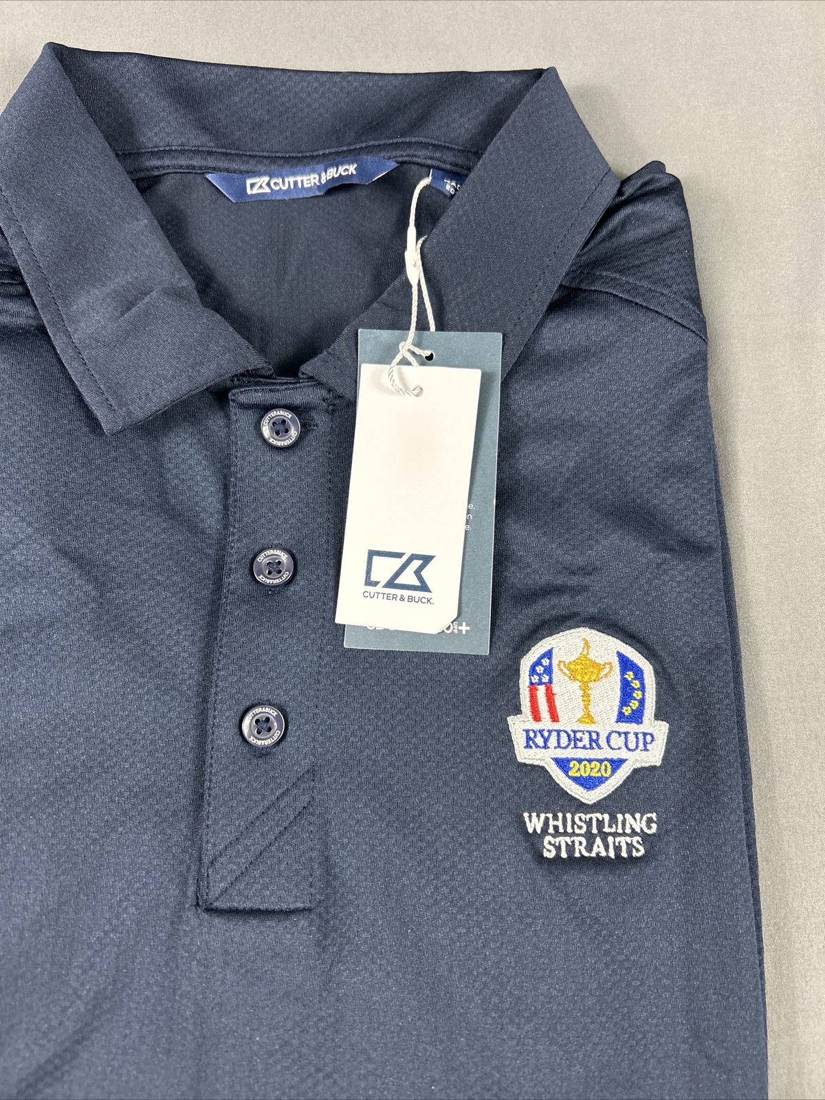 Cutter & Buck Ryder Cup Shirt Polo Golf Logo Small Navy Blue Polyester MSRP $55