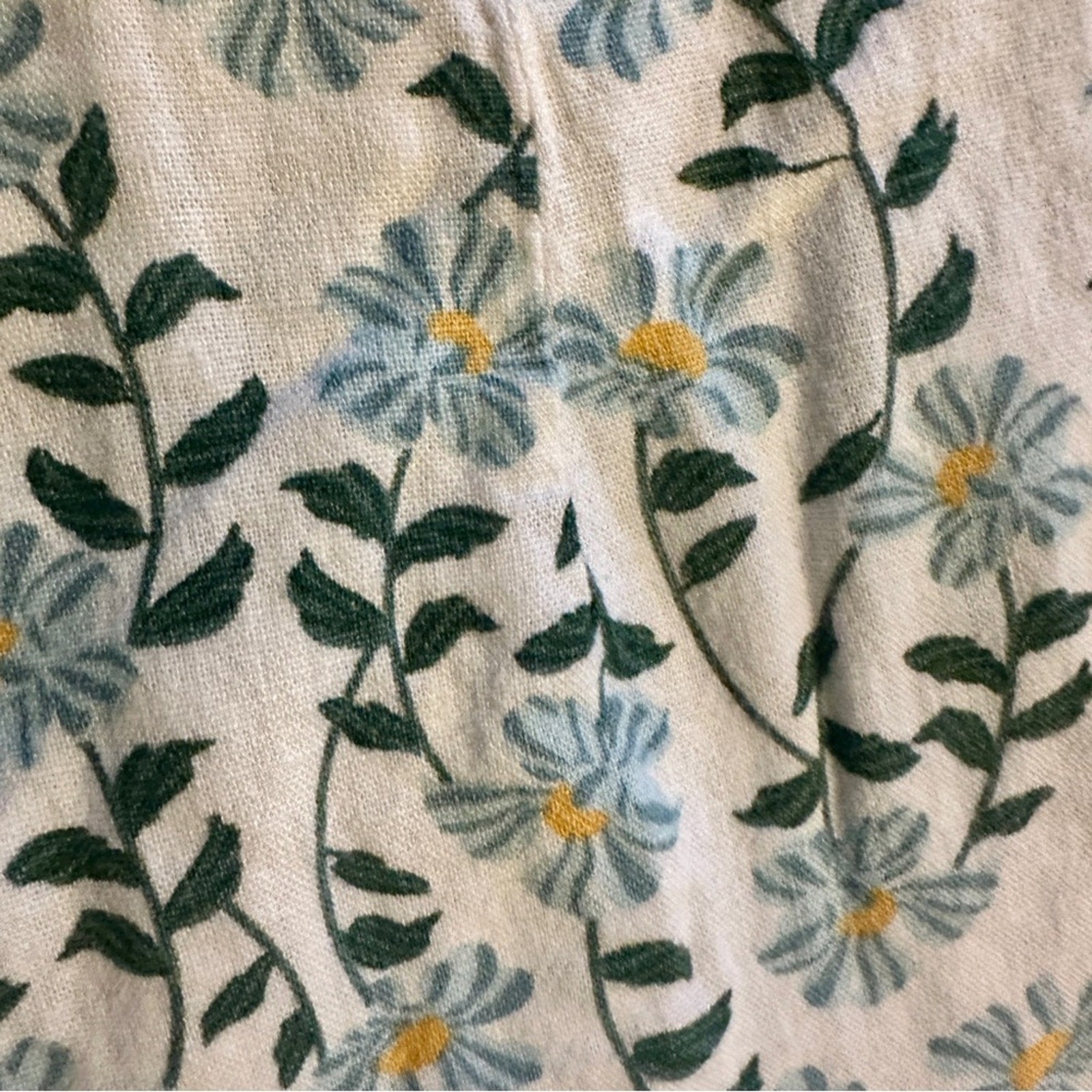 DIP Linen Blend Floral Cropped Jumpsuit Cottagecore Wide Leg Pockets Size 6