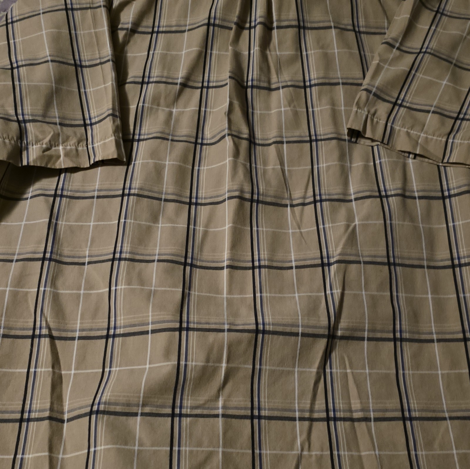 Dockers Men’s XL Woven Short Sleeve Button-Up Button-Down Plaid Beige Blue