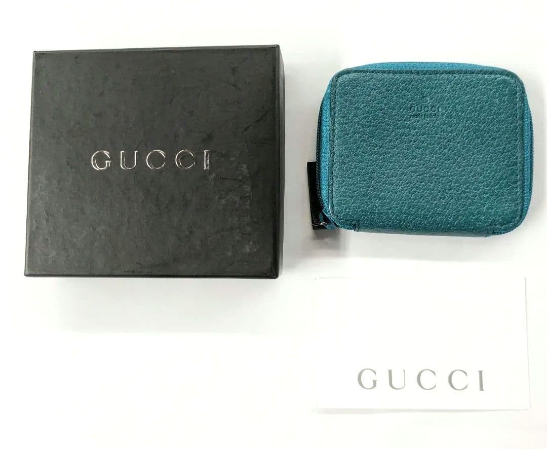GUCCI Coin Case Coin Purse Emerald Green Teal Blue Green
