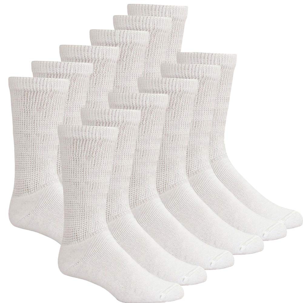 3/6/12 Pairs Packs Men’s Diabetic Crew Socks Size 9-11/10-13/13-15
