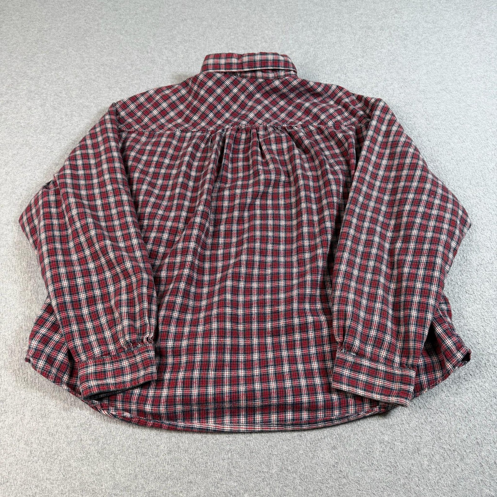 Vintage OshKosh Shirt Woman Large Red Plaid Button Western Flannel Heritage USA