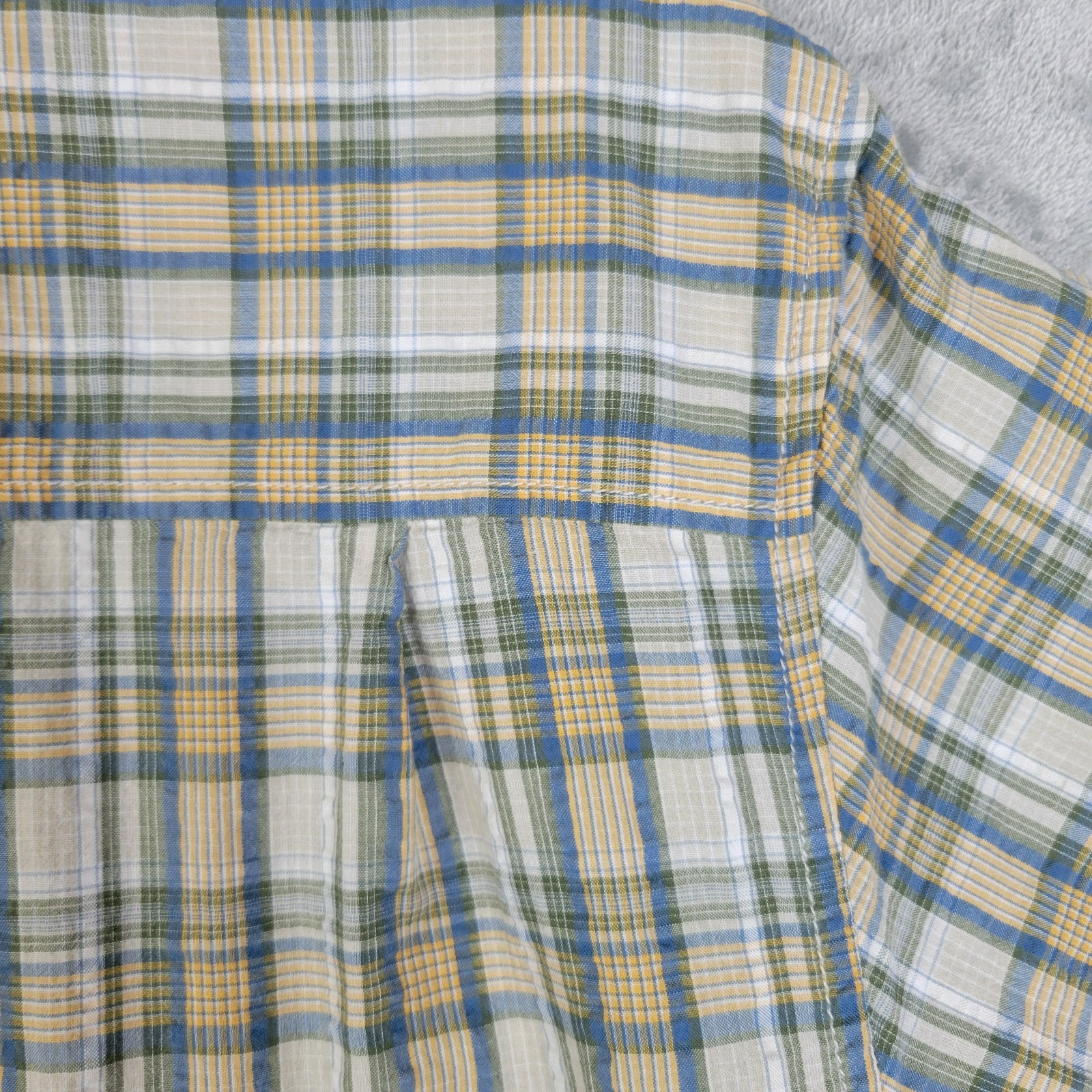 Royal Robbins Short-sleeve Blue, Yellow, Beige Plaid Button-up Shirt Mens LG