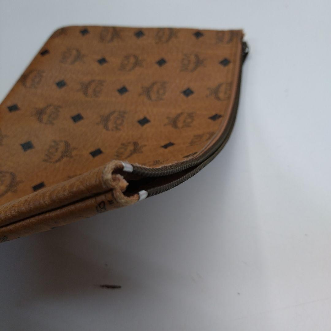 MCM Vintage Clutch Bag Pouch, Leather, 11.6×7.9 inches Used