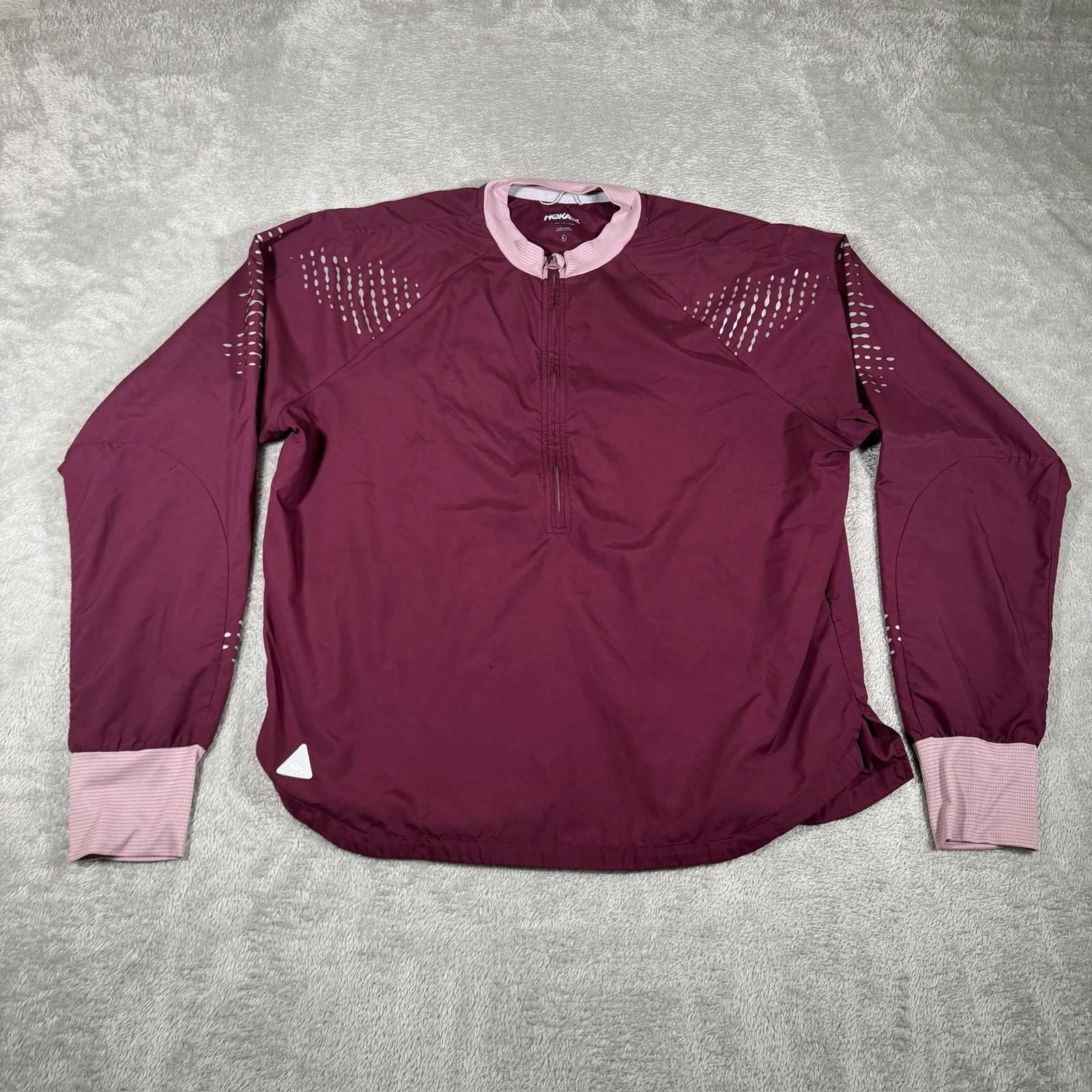 Hoka One Wind Shell Jacket Womens Medium Purple 1/2 Zip Lightweight Reflective
