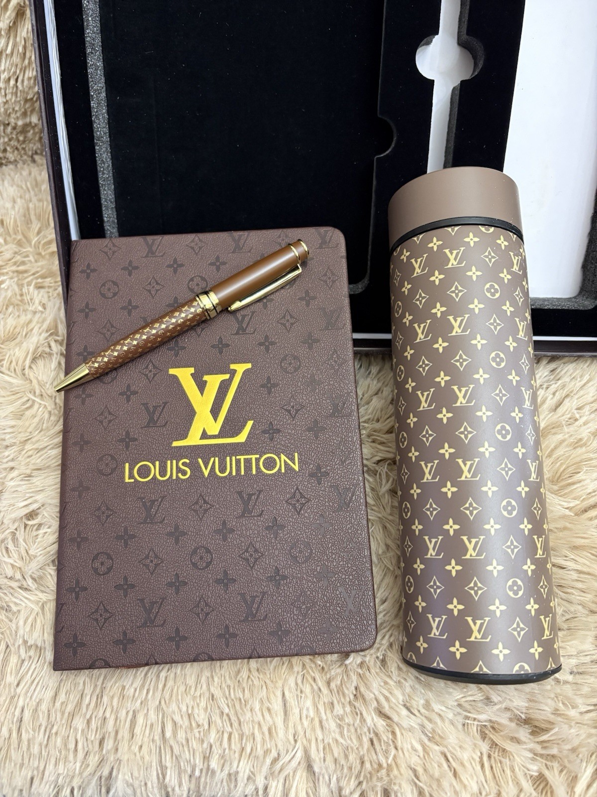 Holiday LV Gift Set- Notebook, Pen And Thermos