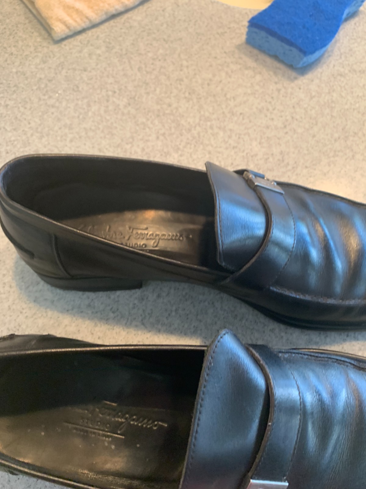 Salvatore Ferragamo Leather Single Side Gancini Buckle strap Loafers 10 D US