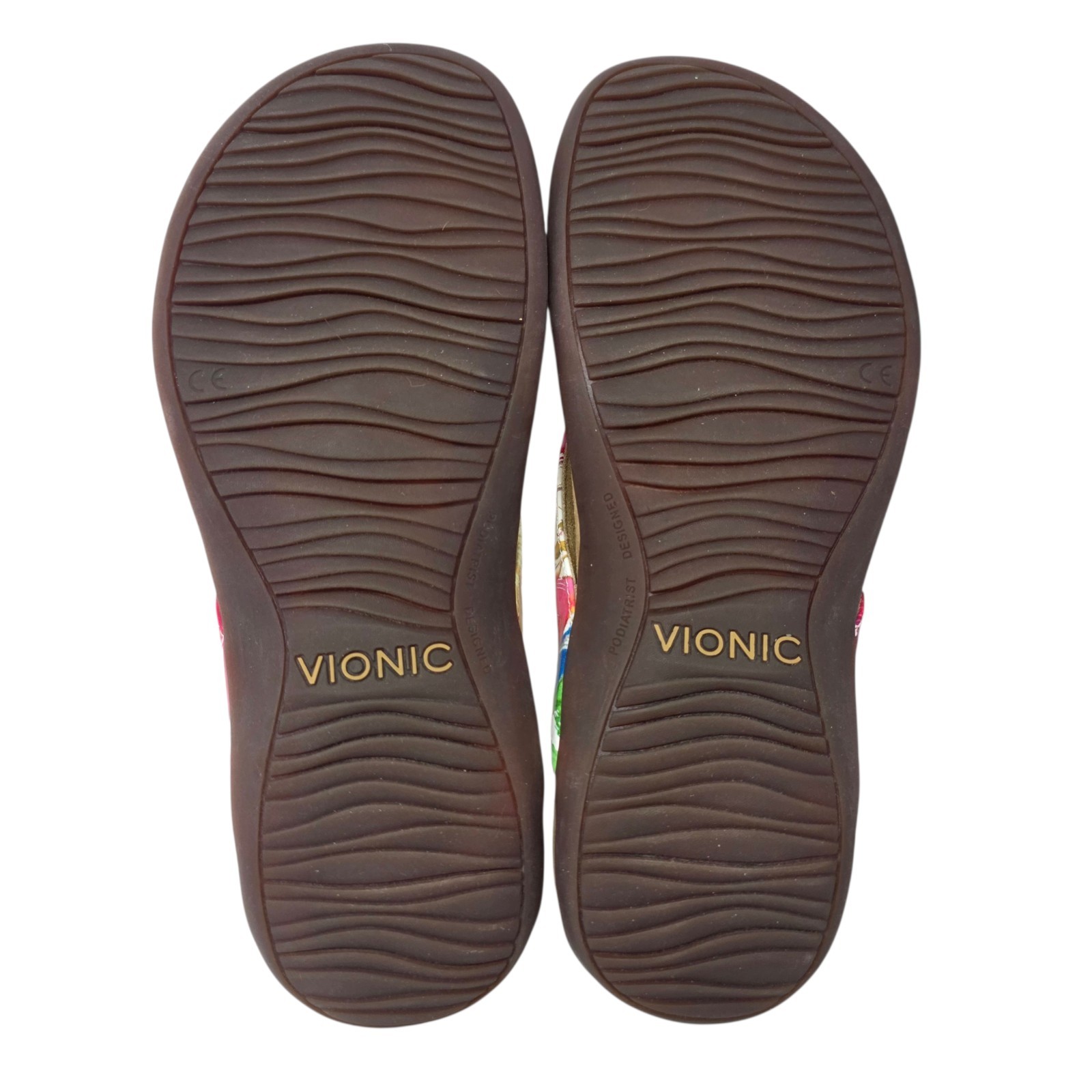 Vionic Bella II Floral Thong Sandal 7.5 Women’s TVW1115-2 Comfort Flip Flop EUC