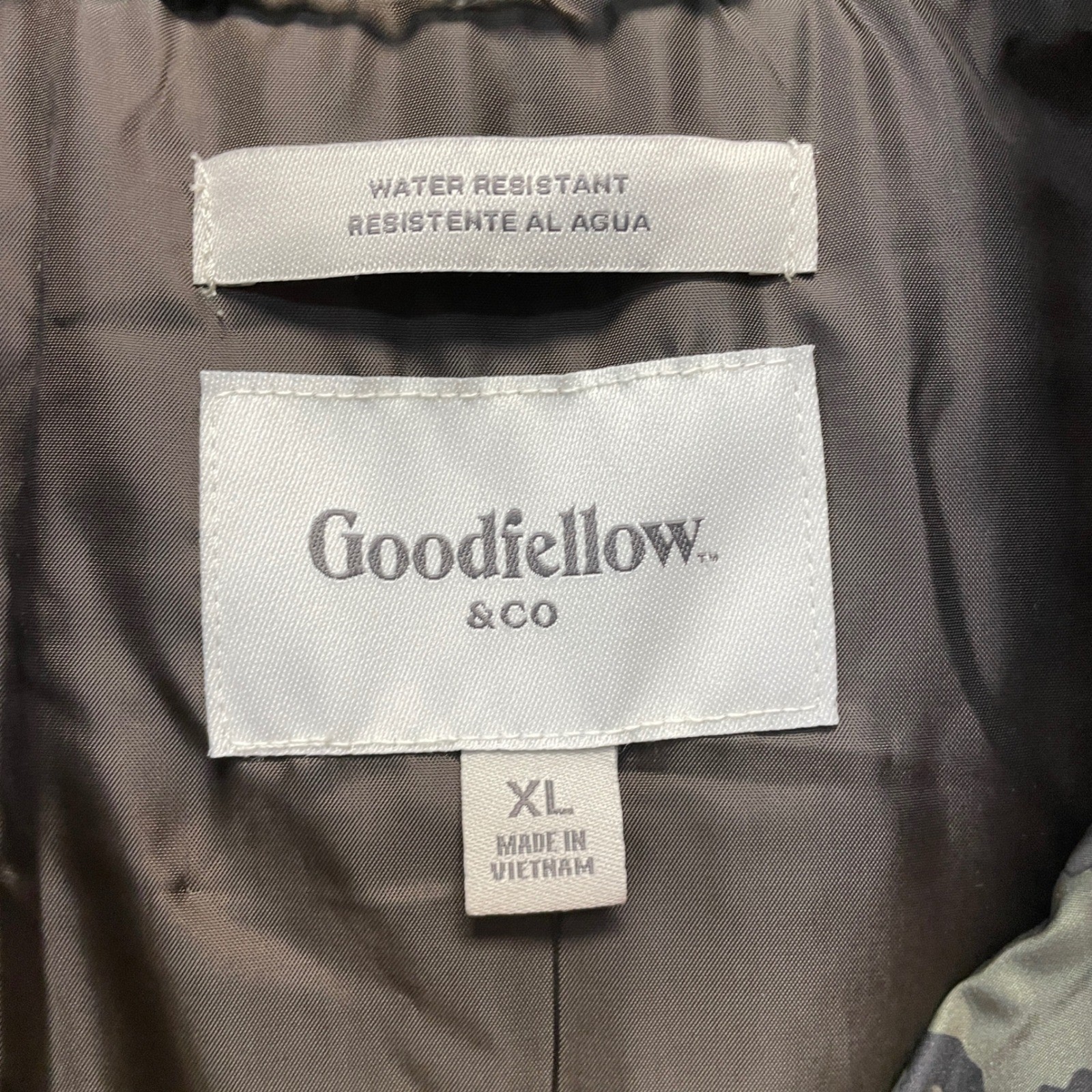 Goodfellow & Co Men’s Green Camo Water Resistant Puffer Jacket Size XL