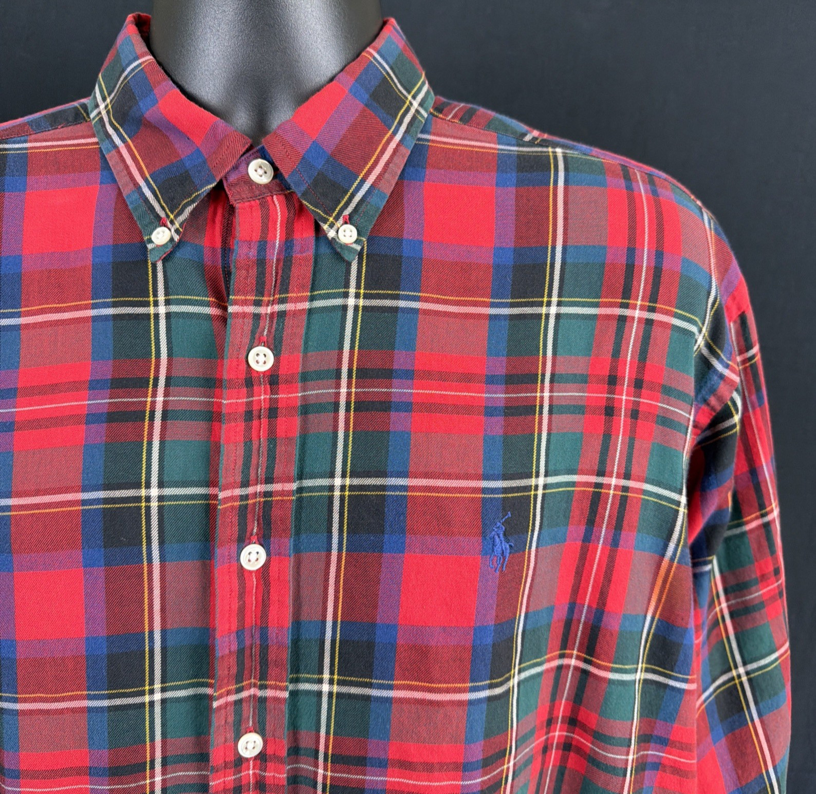 Vintage Ralph Lauren Blake Mens Red Plaid Cotton Button Down Shirt L Sri Lanka