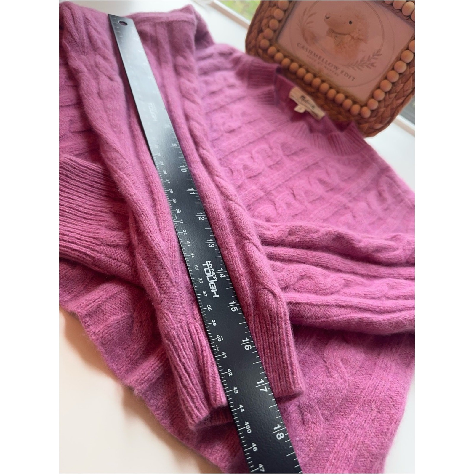 💗 Madewell Re/Sourced Cashmere Bubblegum Manifesto Pink Cable Sweater