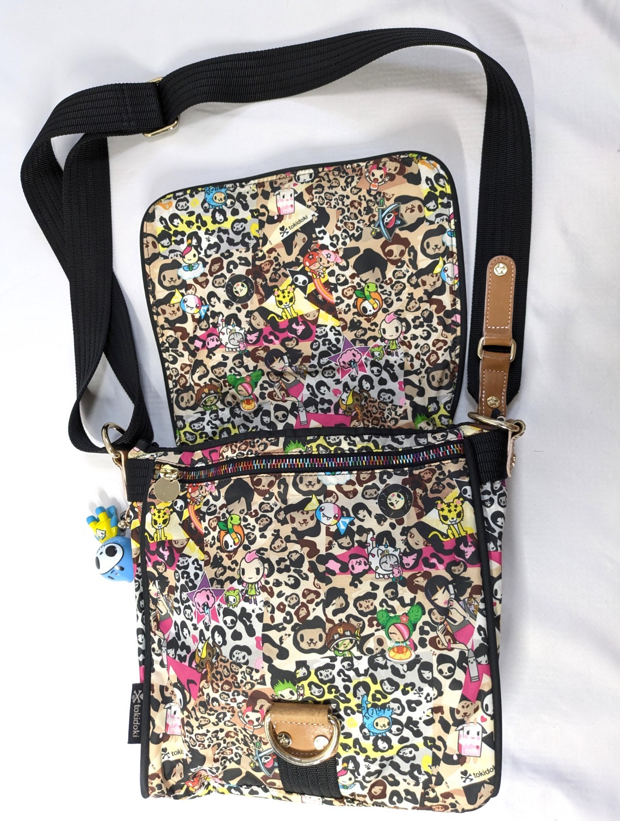 Rare tokidoki Shoulder bag Leopard w/Charm Adios 10 × 10 in Kawaii Excellent