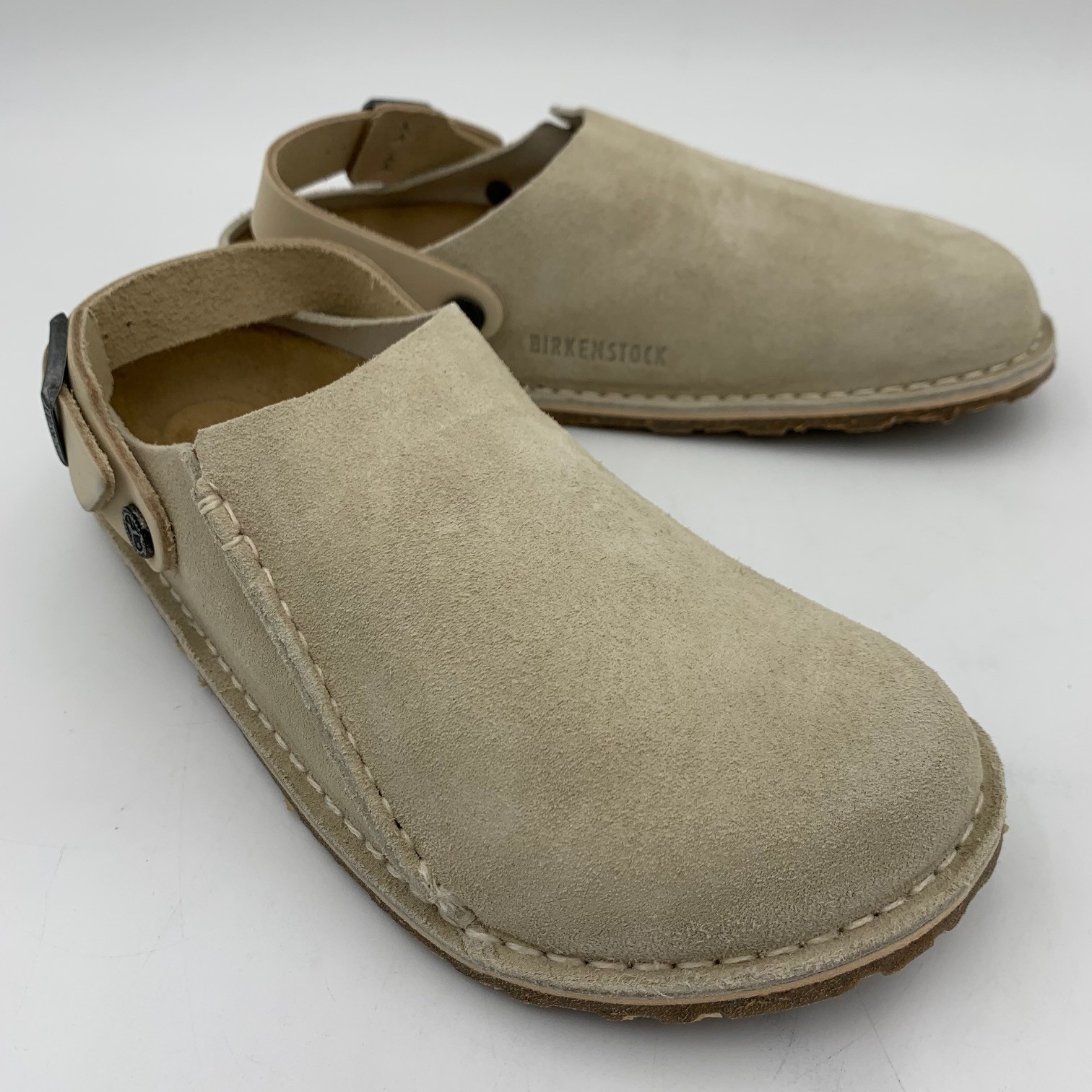 Birkenstock New w/ Box Lutry Premium Eggshell Suede Leather Regular 1026344