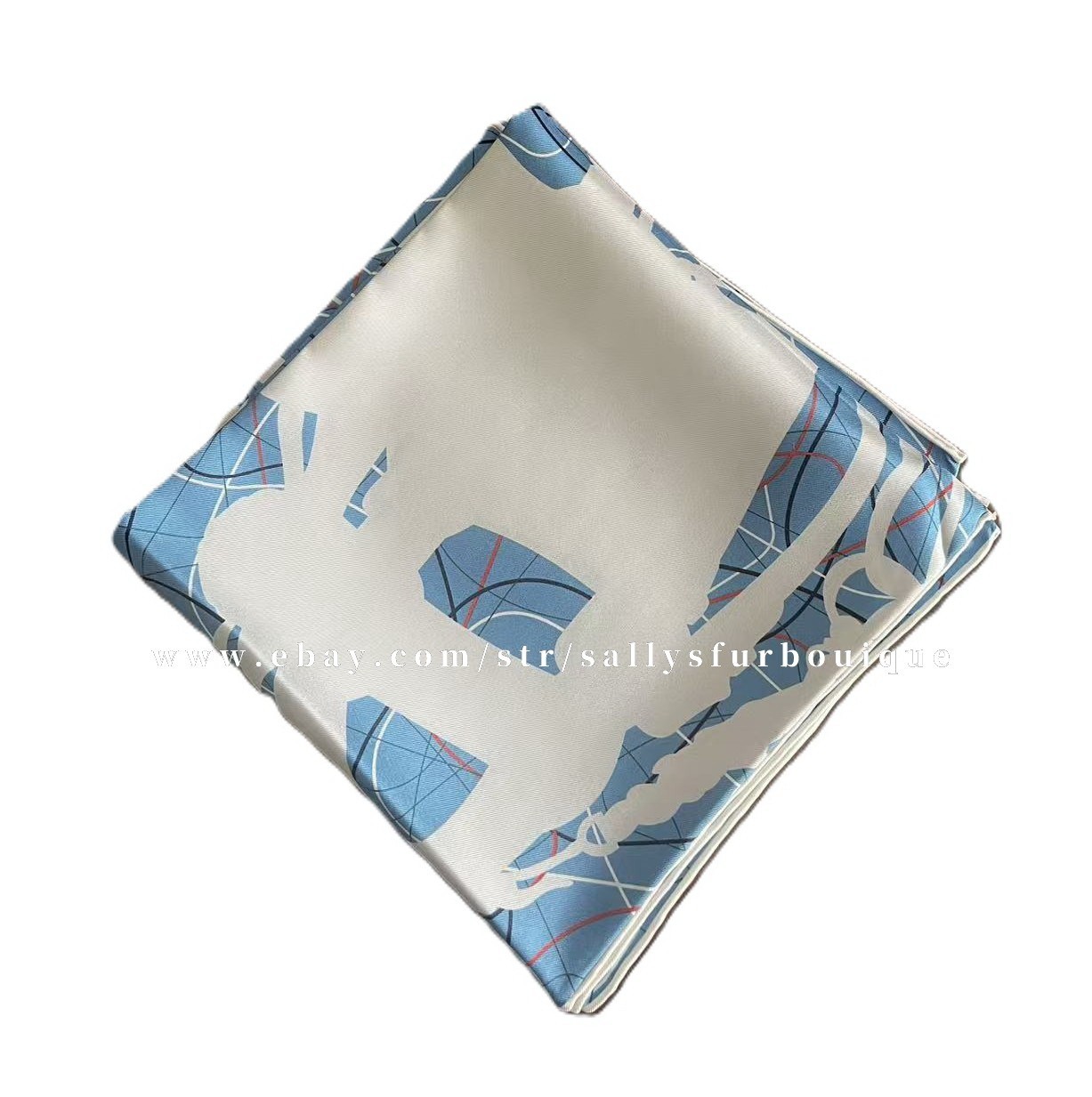 Sallys 18 Momme Heavy Twill Silk Saddle Print Wrap Scarf Double Face Shawl 90cm